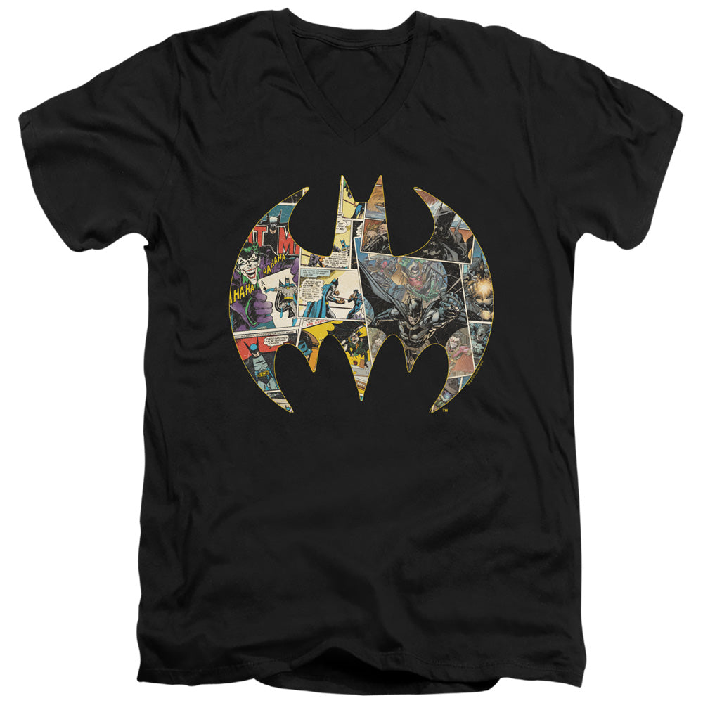 Batman - Collage Shield Adult Slim Fit V Neck Cotton product image 1