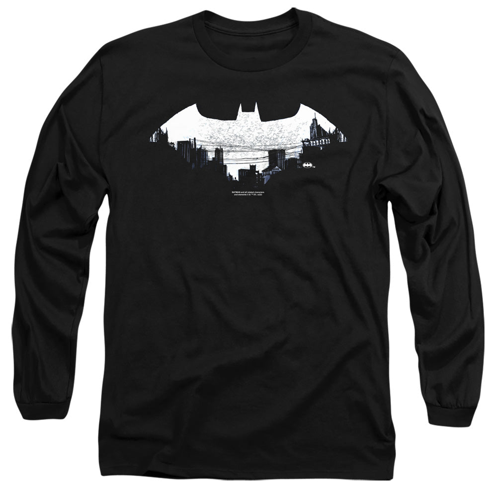 Batman - Bat Logo Cityscape Adult Long Sleeve product image 1