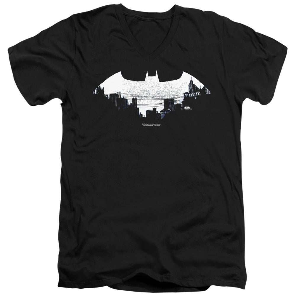 Batman - Bat Logo Cityscape Adult Slim Fit V Neck Cotton product image 1