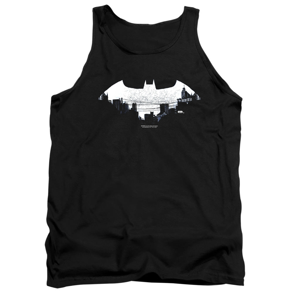 Batman - Bat Logo Cityscape Adult Tank Top
