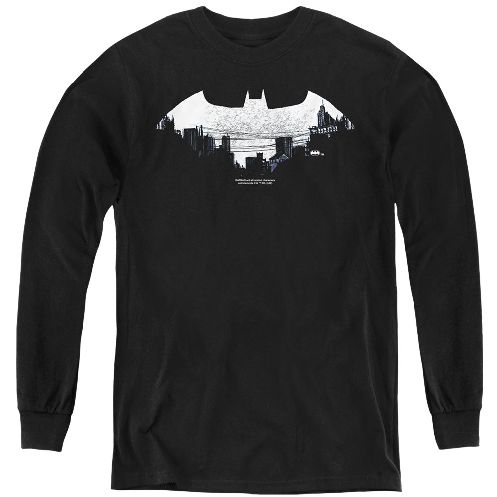 Batman - Bat Logo Cityscape L - S Youth product image 1