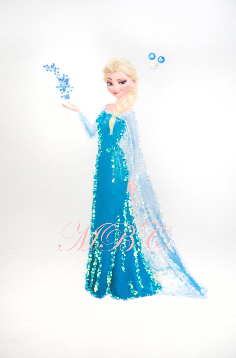 Disney Frozen Queen Elsa or Elsa & Anna fabric painted and glittered tank top, sweatshirt or T-shirt.