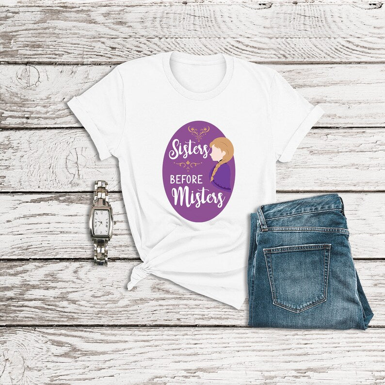 Frozen Birthday Shirt, Sisters before Misters, Princess Anna Shirt, Disney Couple Shirts, Disney Family Shirts, Anna and Elsa, Cousin Shirts