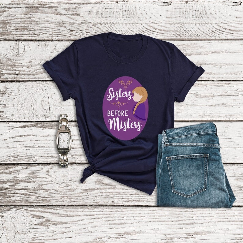 Frozen Birthday Shirt, Sisters before Misters, Princess Anna Shirt, Disney Couple Shirts, Disney Family Shirts, Anna and Elsa, Cousin Shirts