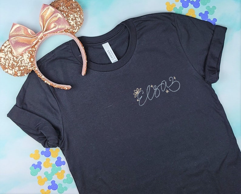 Embroidered Elsa Autograph Shirt | Disney World Trip, Bella Canvas Tee
