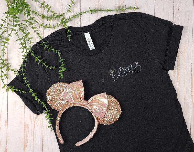 Embroidered Elsa Autograph Shirt | Disney World Trip, Bella Canvas Tee