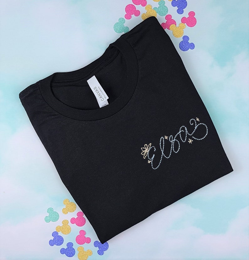Embroidered Elsa Autograph Shirt | Disney World Trip, Bella Canvas Tee