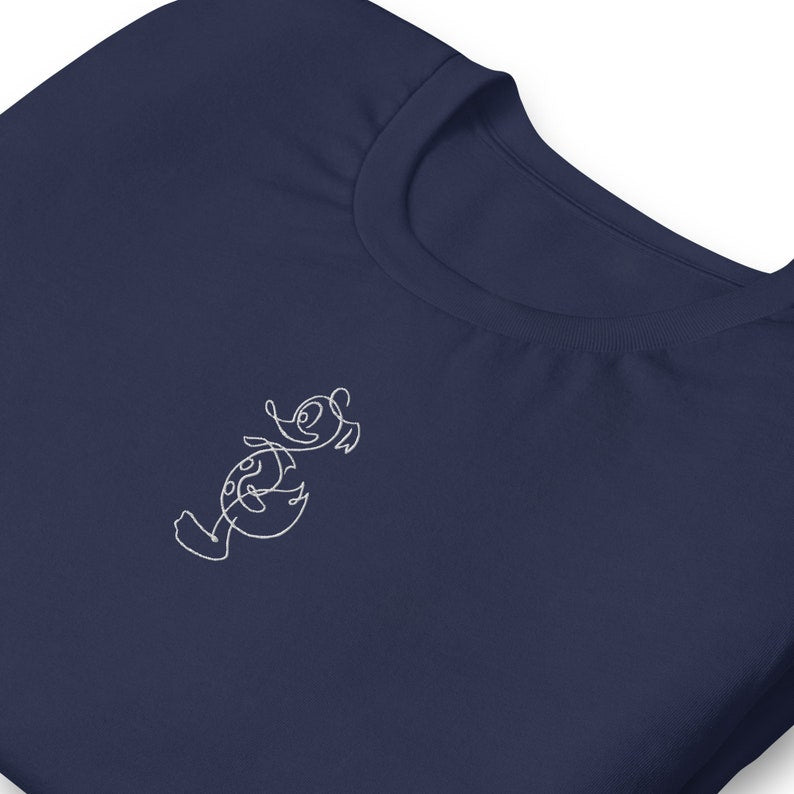 Embroidered Duck Dog Shirt, Minimalist Line Art Tee