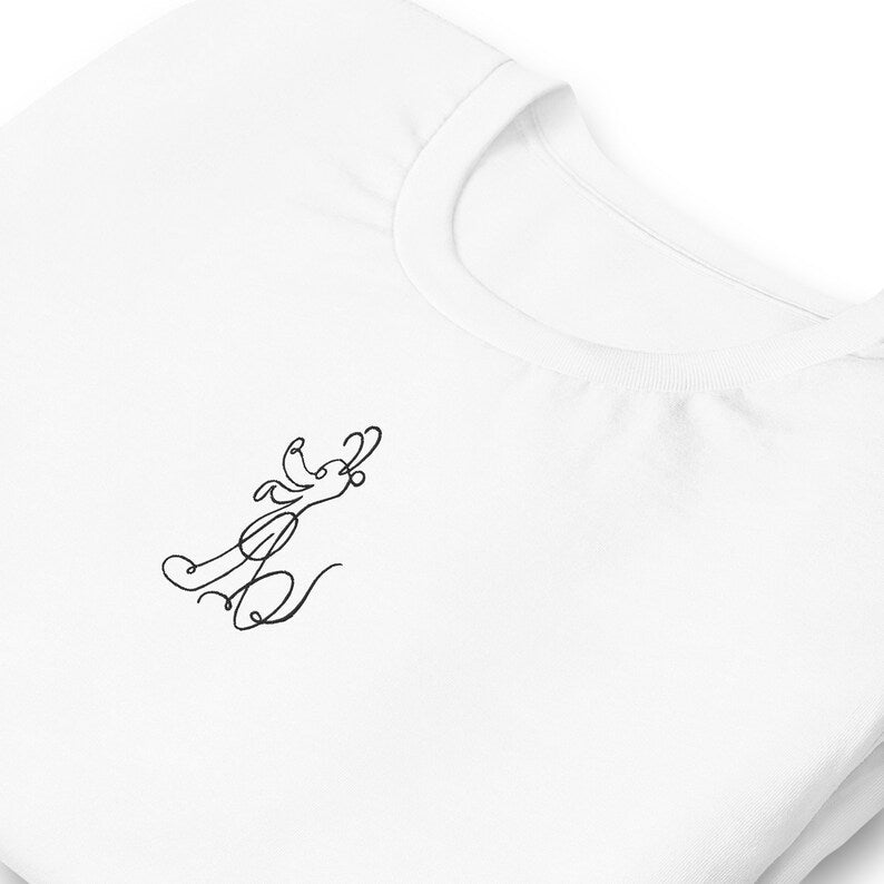 Embroidered Duck Dog Shirt, Minimalist Line Art Tee