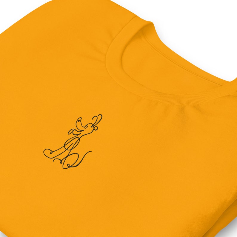 Embroidered Duck Dog Shirt, Minimalist Line Art Tee
