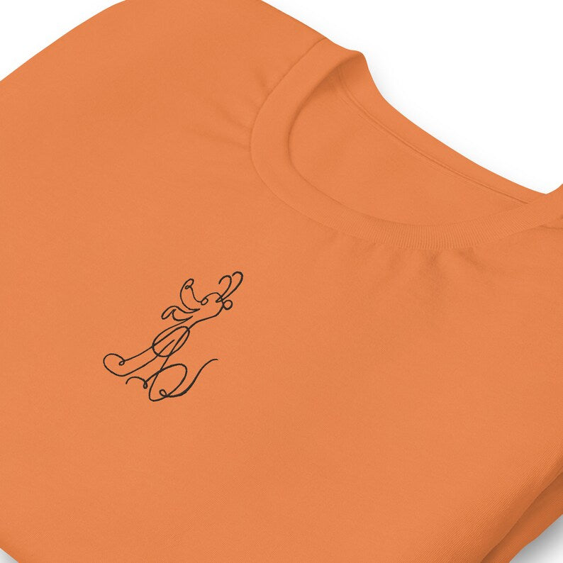 Embroidered Duck Dog Shirt, Minimalist Line Art Tee