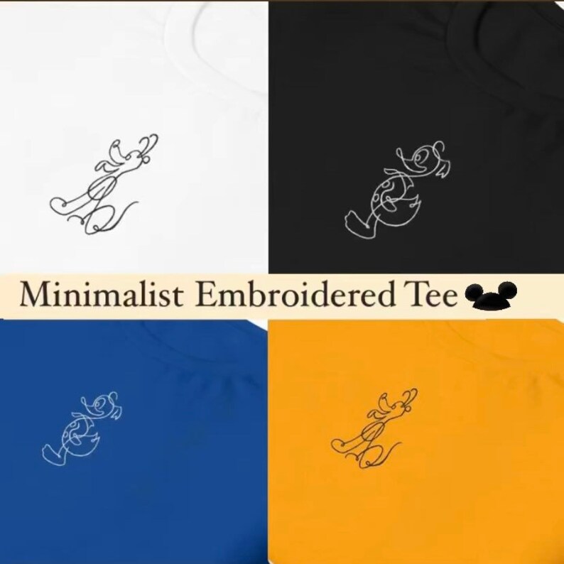 Embroidered Duck Dog Shirt, Minimalist Line Art Tee