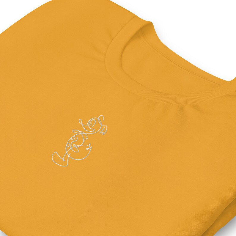 Embroidered Duck Dog Shirt, Minimalist Line Art Tee