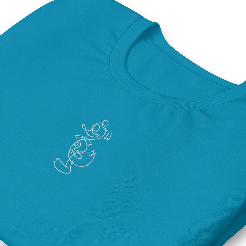 Embroidered Duck Dog Shirt, Minimalist Line Art Tee