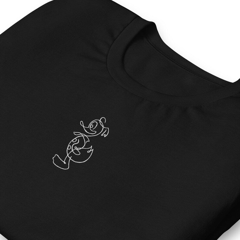 Embroidered Duck Dog Shirt, Minimalist Line Art Tee