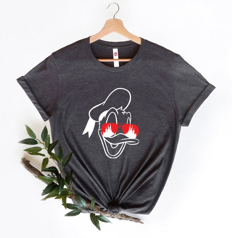 Donald Duck with Disney Castle in Eyes T-Shirt, Magical Disney Design,Perfect for Disney Fans,Unique Donald Shirt with Iconic Castle Artwork