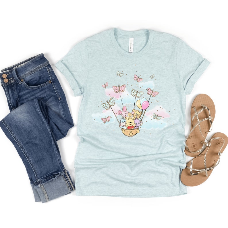 Winnie The Pooh and Friends Shirt | Winnie the Pooh Baby Shower Shirt | Cute Pooh Piglet Tigger Eeyore Shirt | Pooh and Flowers Shirt