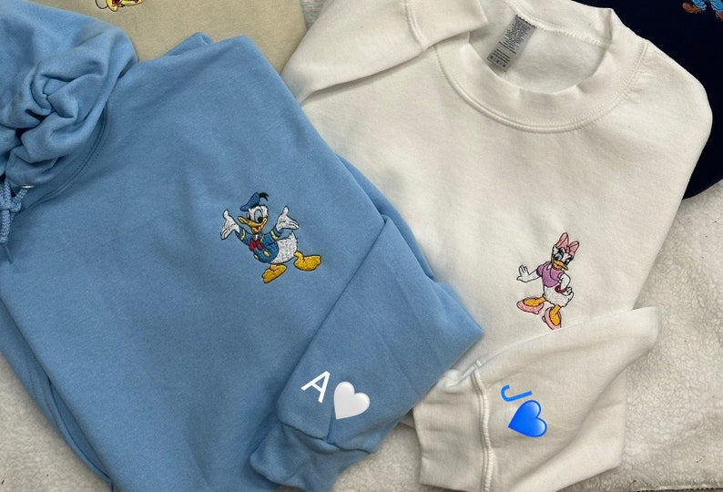 Donald Duck Sweatshirt, Daisy Duck Sweatshirt, Donald and Daisy Duck Sweater, Matching Disney Hoodies, Embroidered Disney, Youth or Adult