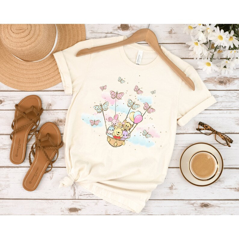 Winnie The Pooh and Friends Shirt | Winnie the Pooh Baby Shower Shirt | Cute Pooh Piglet Tigger Eeyore Shirt | Pooh and Flowers Shirt