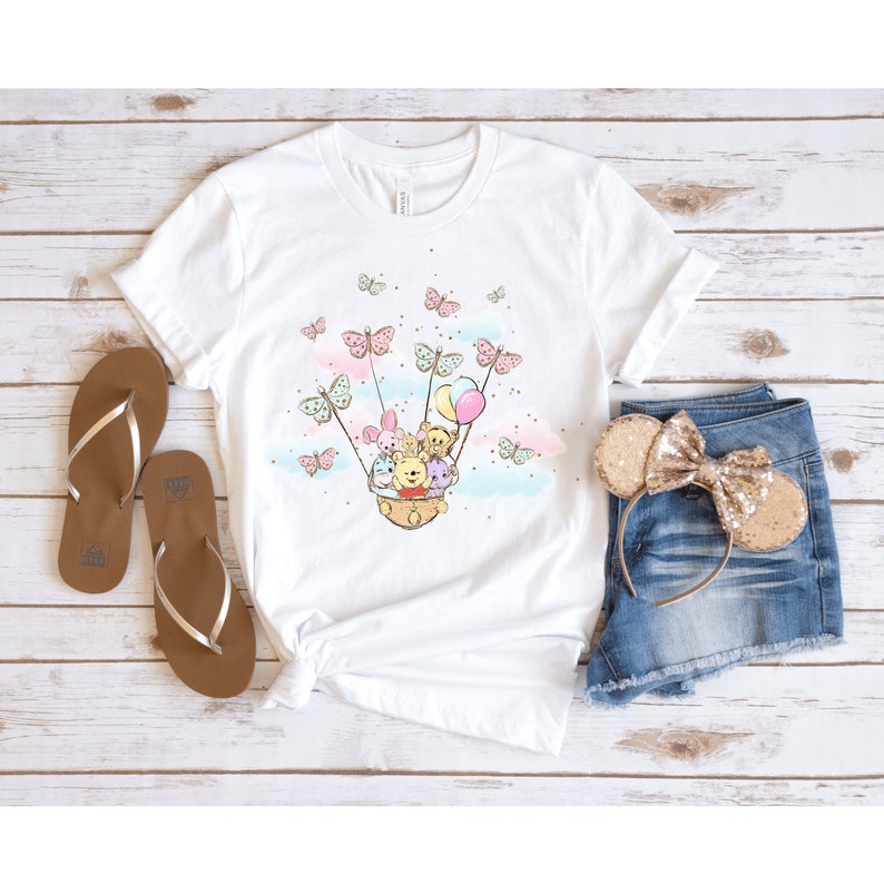 Winnie The Pooh and Friends Shirt | Winnie the Pooh Baby Shower Shirt | Cute Pooh Piglet Tigger Eeyore Shirt | Pooh and Flowers Shirt