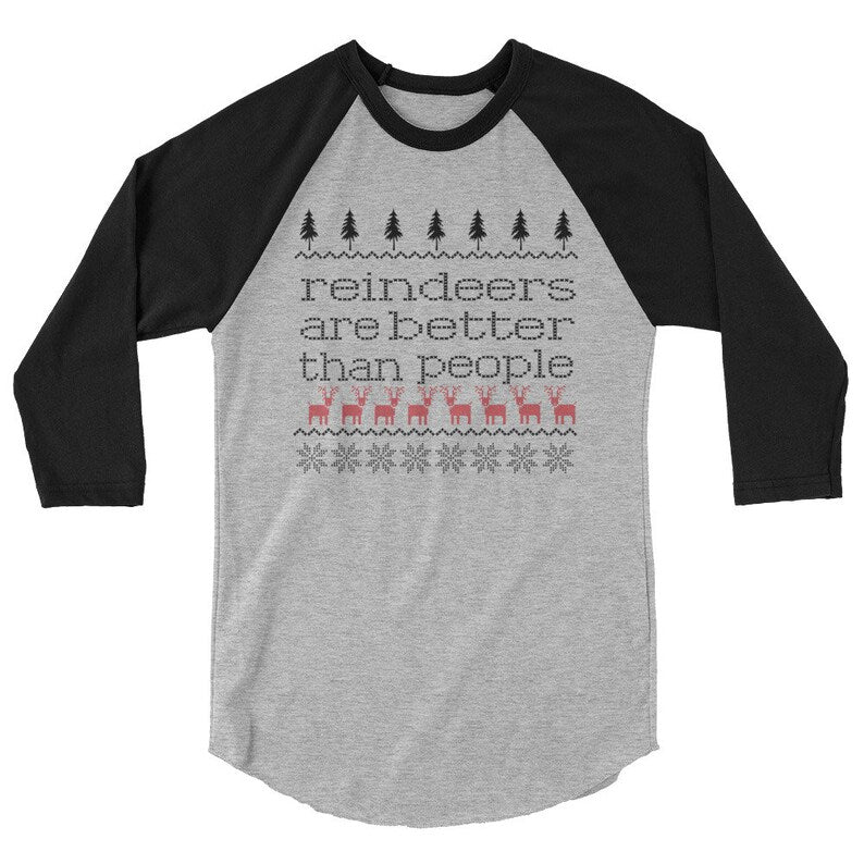 Frozen Shirt- Reindeer are Better than People -Sven and Kristoff Disney Christmas Raglan Shirt