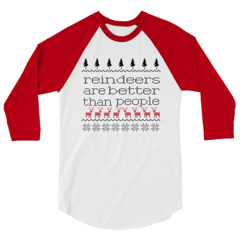 Frozen Shirt- Reindeer are Better than People -Sven and Kristoff Disney Christmas Raglan Shirt