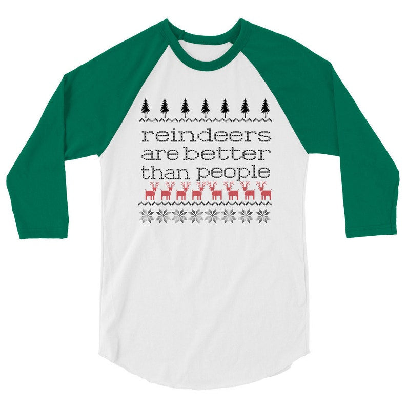Frozen Shirt- Reindeer are Better than People -Sven and Kristoff Disney Christmas Raglan Shirt
