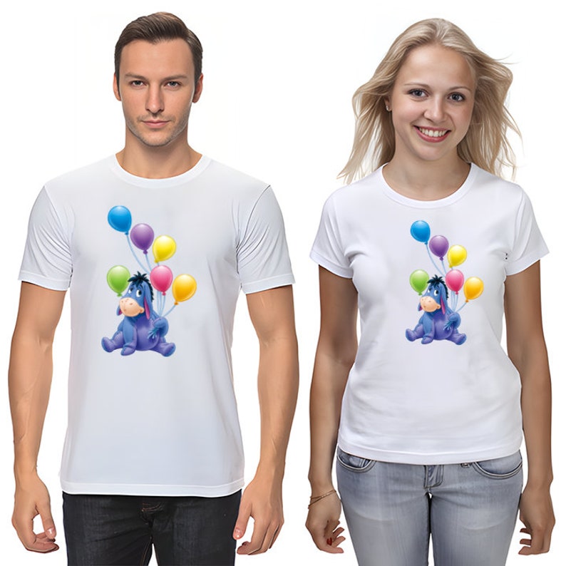 Winnie The Pooh Eeyore Figure, Short Sleeve White-Black Men's / Women's T Shirt G102