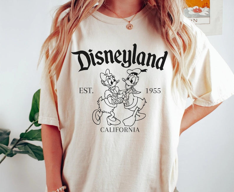 Retro Disneyland Comfort Colors Shirt: Donald and Daisy EST 1955