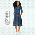 Women's Elsa Olaf's Adventure Inspired All-over print long sleeve midi dress