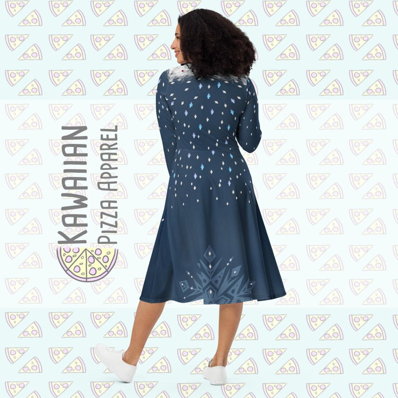 Women's Elsa Olaf's Adventure Inspired All-over print long sleeve midi dress