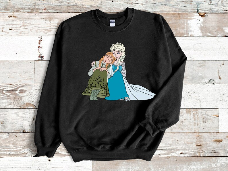 Lovely Frozen Elsa and Anna Sweatshirt, Disney Frozen Sisters Hoodie, Disney's Princess Elsa, Disneyland Sweater, Kid Shirt, Unisex Crewneck
