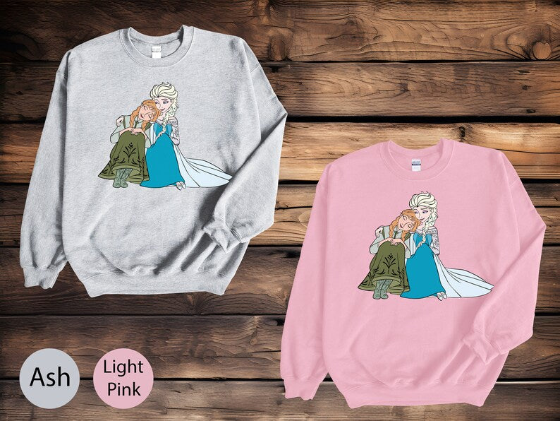 Lovely Frozen Elsa and Anna Sweatshirt, Disney Frozen Sisters Hoodie, Disney's Princess Elsa, Disneyland Sweater, Kid Shirt, Unisex Crewneck