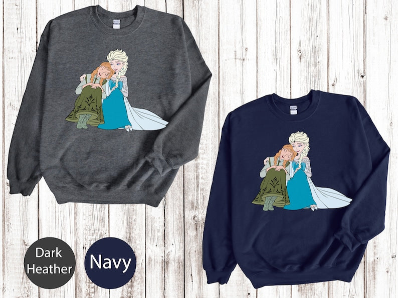 Lovely Frozen Elsa and Anna Sweatshirt, Disney Frozen Sisters Hoodie, Disney's Princess Elsa, Disneyland Sweater, Kid Shirt, Unisex Crewneck