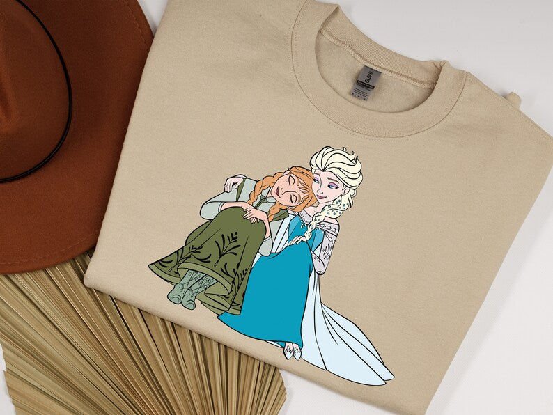 Lovely Frozen Elsa and Anna Sweatshirt, Disney Frozen Sisters Hoodie, Disney's Princess Elsa, Disneyland Sweater, Kid Shirt, Unisex Crewneck