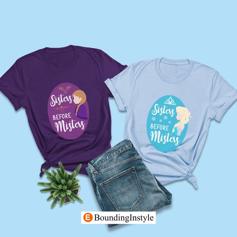 Frozen Birthday Shirt, Sisters before Misters, Princess Anna Shirt, Disney Couple Shirts, Disney Family Shirts, Anna and Elsa, Cousin Shirts