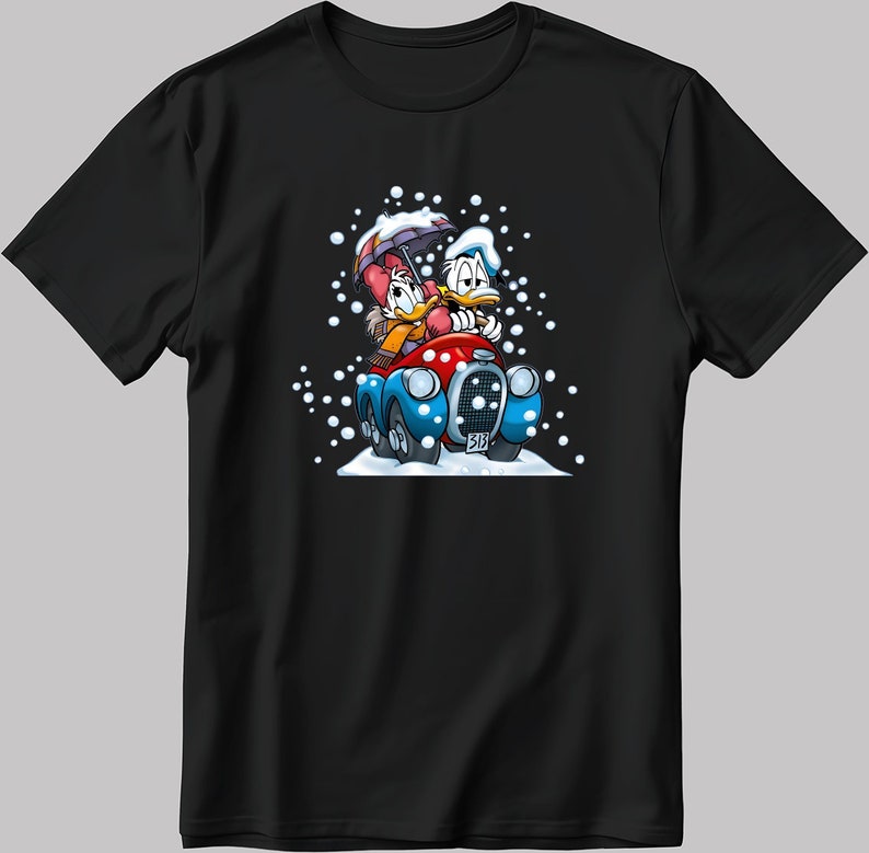 Donald And Daisy Duck Short Sleeve White-Black Men's / Women's T Shirt N191