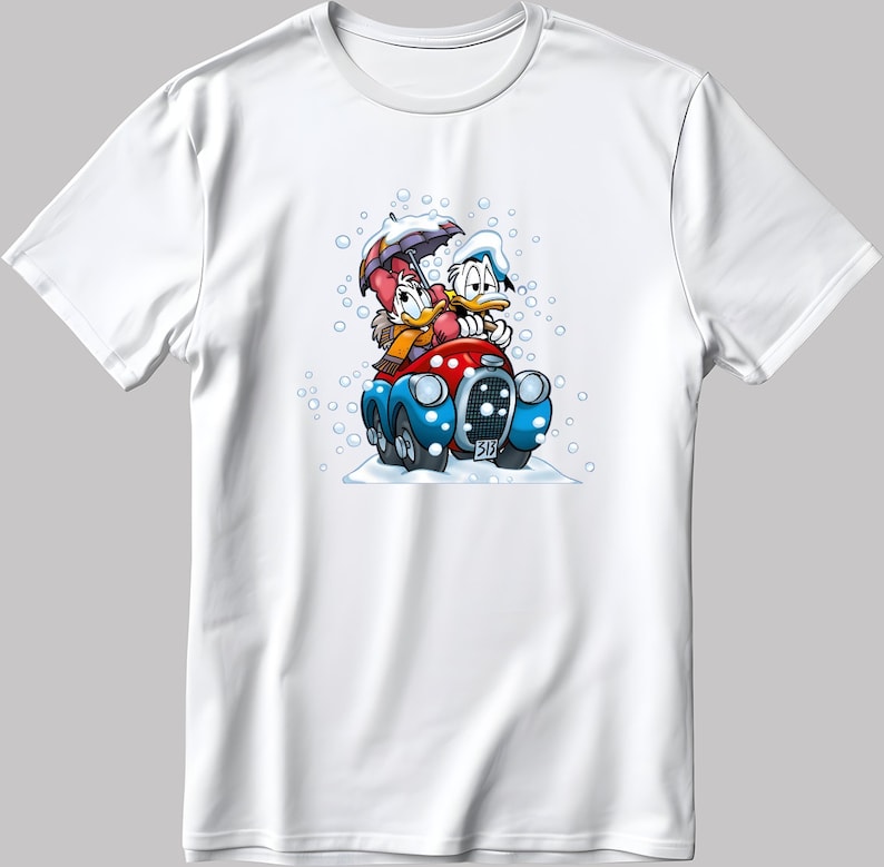 Donald And Daisy Duck Short Sleeve White-Black Men's / Women's T Shirt N191