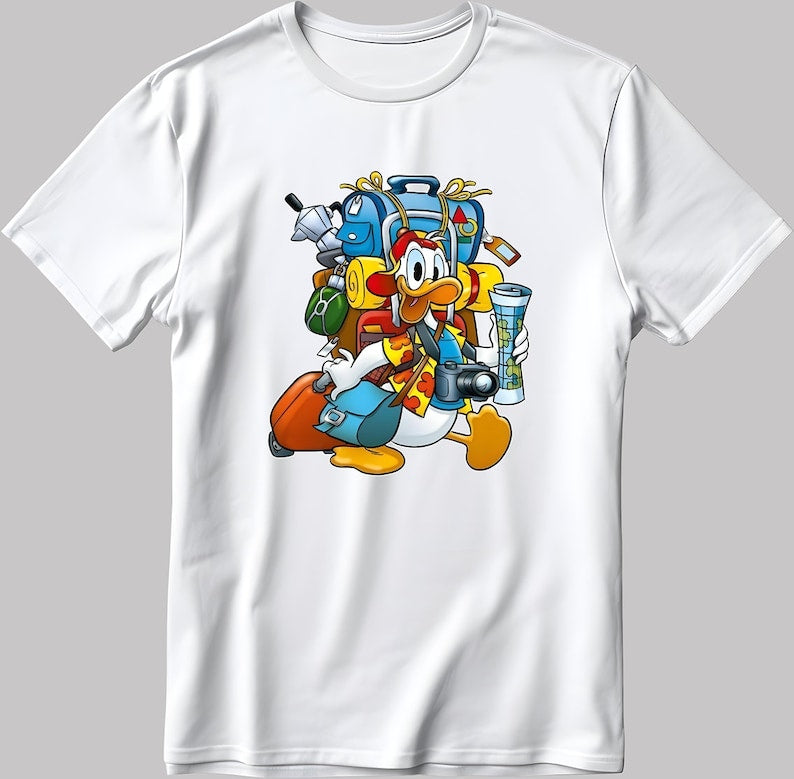 Donald Duck Holiday Short Sleeve White-Black Men's / Women's T Shirt N189