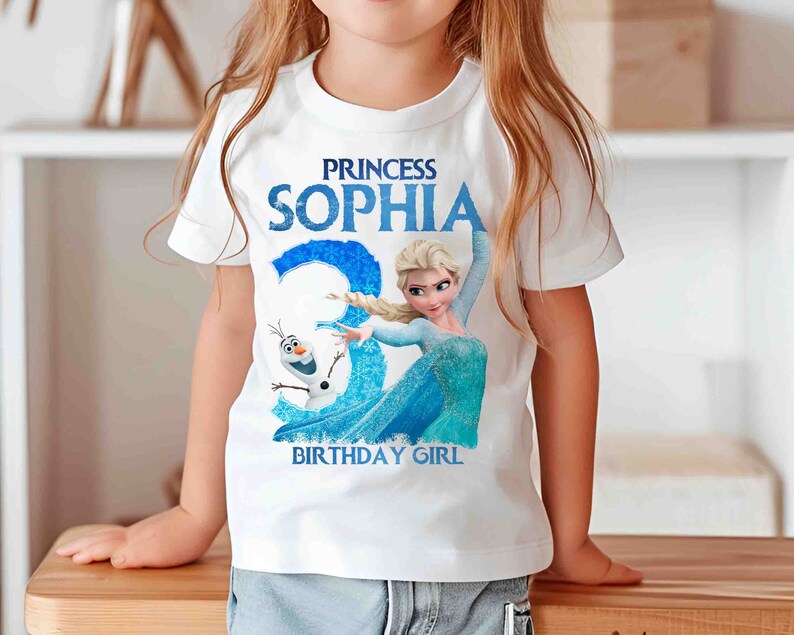 Frozen Birthday T Shirt 100% Cotton, Princess Birthday Tee, Magic Kingdom Shirt, DTF Quality, Matching Family T Shirt, Birthday Girl T Shirt