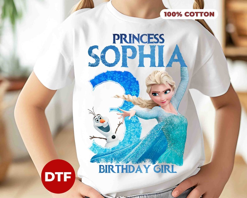 Frozen Birthday T Shirt 100% Cotton, Princess Birthday Tee, Magic Kingdom Shirt, DTF Quality, Matching Family T Shirt, Birthday Girl T Shirt