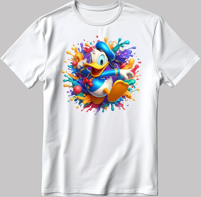 Donald Duck Short Sleeve White-Black Men's / Women's T Shirt C517