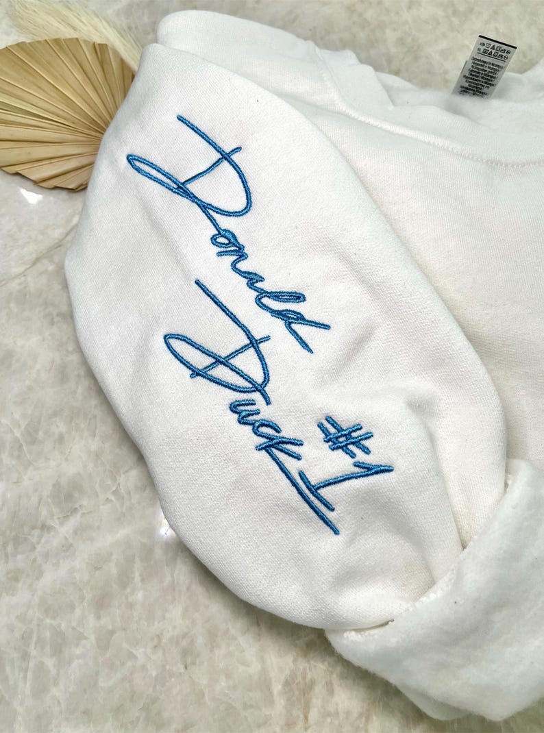 Donald Duck Inspired Autograph Crewneck, Embroidered Sweater, Sleeve Embroidery, Character, Signature, Magical Sweater