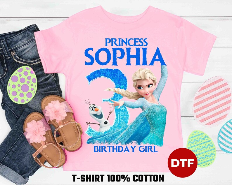 Frozen Birthday T Shirt 100% Cotton, Princess Birthday Tee, Magic Kingdom Shirt, DTF Quality, Matching Family T Shirt, Birthday Girl T Shirt
