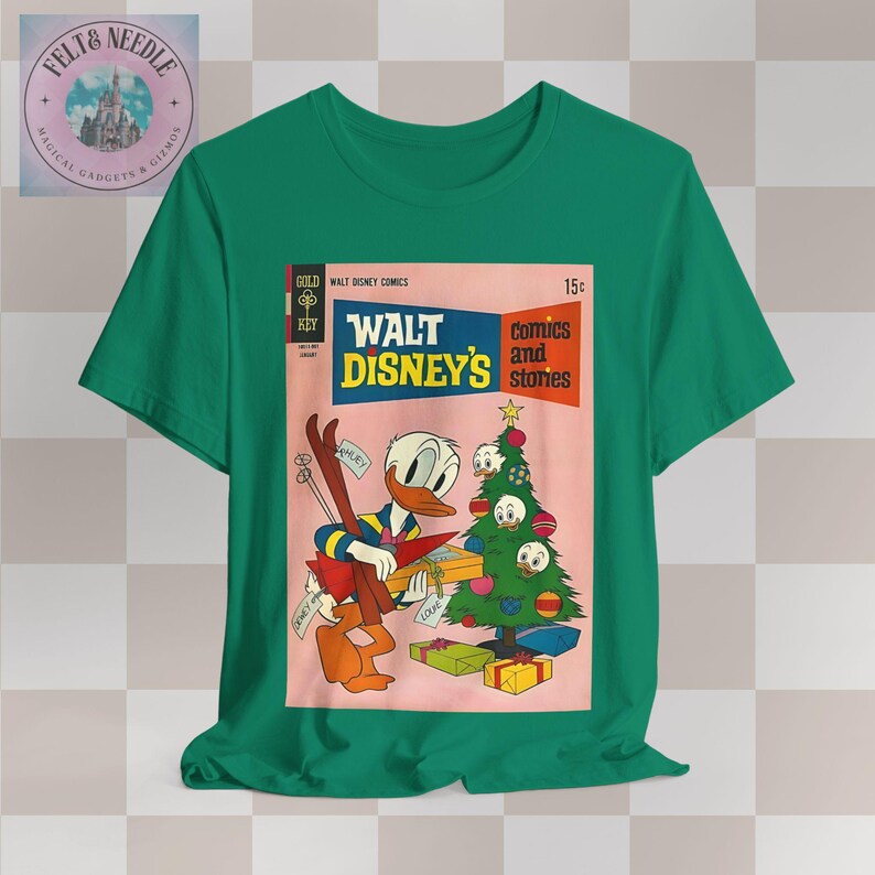 Disney Christmas Comic Tee, Donald Duck Retro Shirt, Holiday Gift, Unisex Jersey Top, Comic Book Cover Tshirt, Vintage Tee