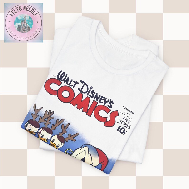 Disney Christmas Comic Tee, Donald Duck Retro Shirt, Holiday Gift, Unisex Jersey Top, Comic Book Cover Tshirt, Vintage Tee