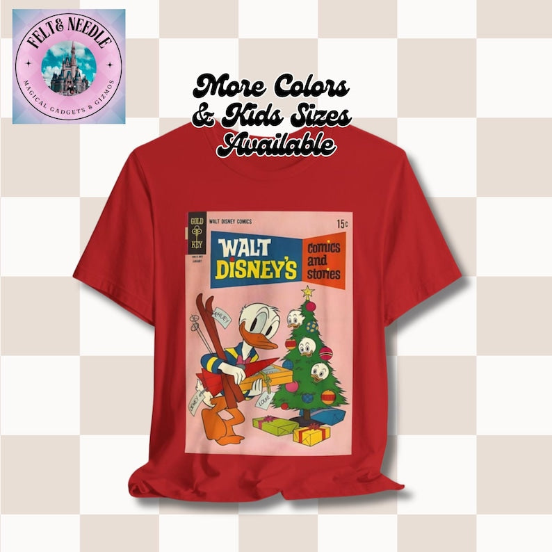 Disney Christmas Comic Tee, Donald Duck Retro Shirt, Holiday Gift, Unisex Jersey Top, Comic Book Cover Tshirt, Vintage Tee