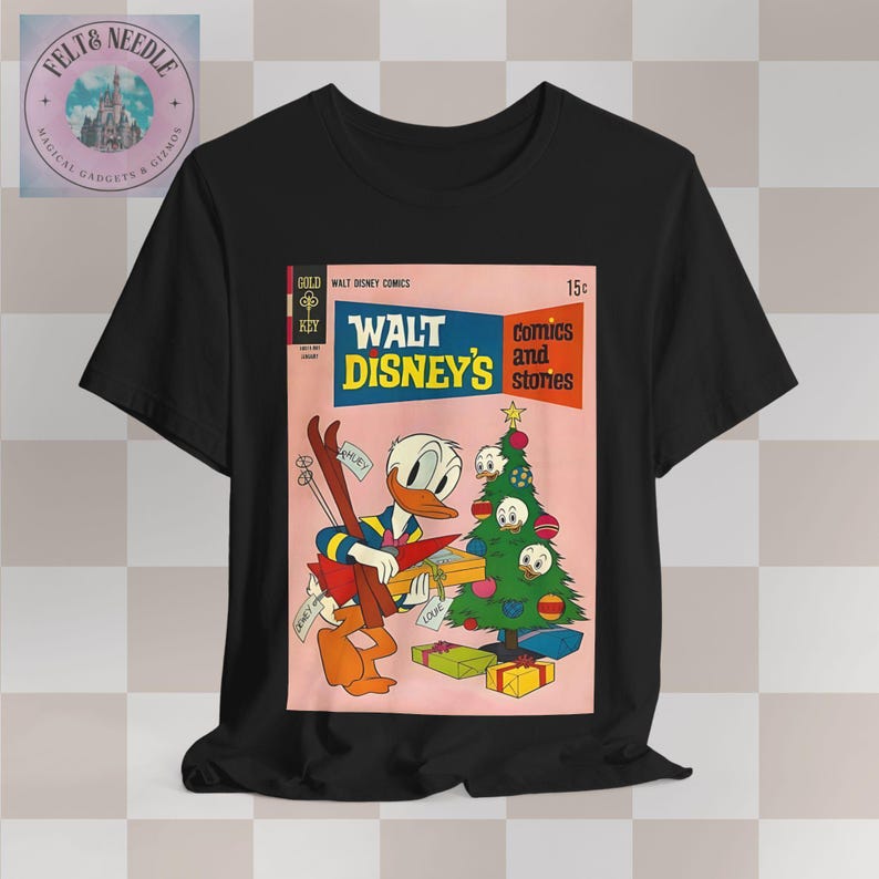 Disney Christmas Comic Tee, Donald Duck Retro Shirt, Holiday Gift, Unisex Jersey Top, Comic Book Cover Tshirt, Vintage Tee