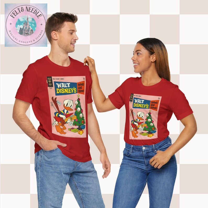 Disney Christmas Comic Tee, Donald Duck Retro Shirt, Holiday Gift, Unisex Jersey Top, Comic Book Cover Tshirt, Vintage Tee