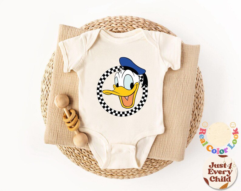 Donald Duck Kids Shirt, Disneyland Shirt, Donald Duck Gift Shirt, Retro Donald Duck Tee, Cute Donald  Bodysuit, Checked Donald Kids Shirt